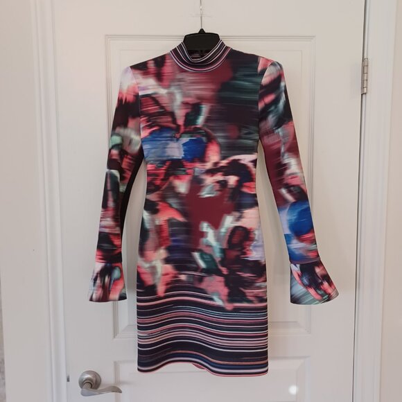 Clover Canyon Abstract Ikat Dress Size Small Japanese Material Bodycon - Picture 1 of 7